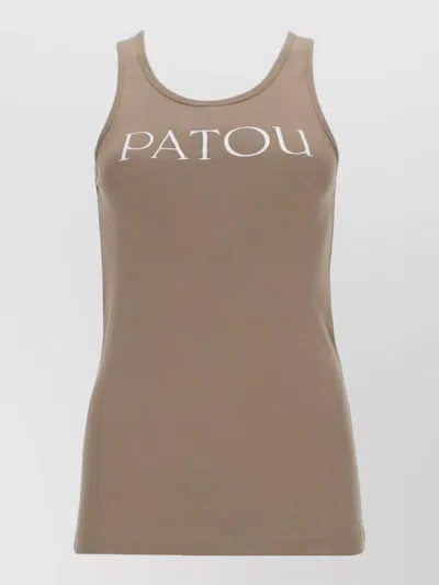 Patou Sleeveless Round Neck Womens Fashion Top In Brown