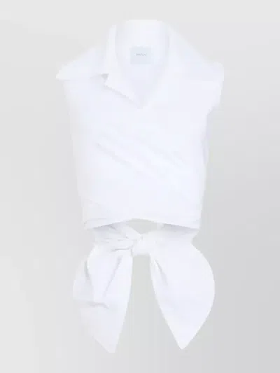 Patou Sleeveless Top Tie Detail Cut Out In White