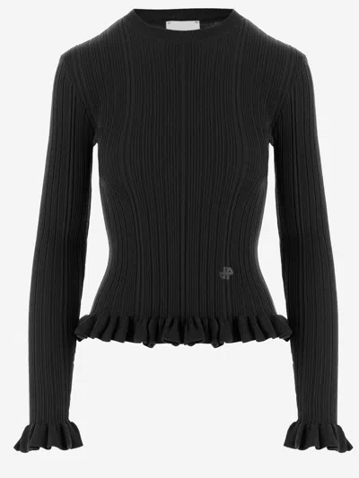 Patou Slim Fit Merino Wool Sweater In Black
