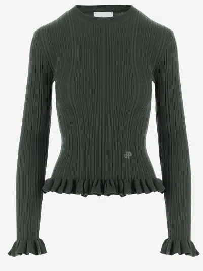 Patou Slim Fit Merino Wool Sweater In Green