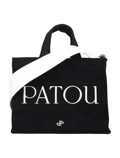 Patou Canvas Tote Bag In Black