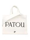 Patou Small Tote Bag With Shoulder Strap And Top Handles In Neutrals