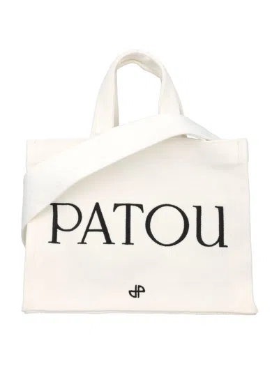 Patou Small Canvas Tote Bag In White