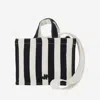 PATOU SMALL COTTON CANVAS TOTE BAG WITH STRIPED PATTERN