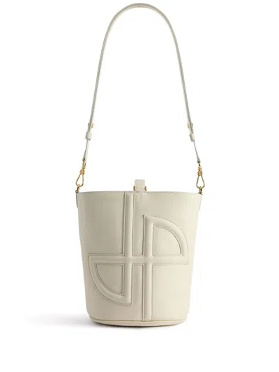 Patou Logo Leather Bucket Bag In Beige