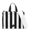 Patou Multicolor Small Cotton Canvas Tote Bag With Striped Pattern In White