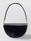 Patou Half-moon Shape Bag With Foldover Top And Magnetic Closure In Black