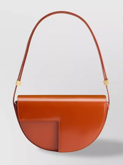 Patou Small Leather Shoulder Bag In Orange