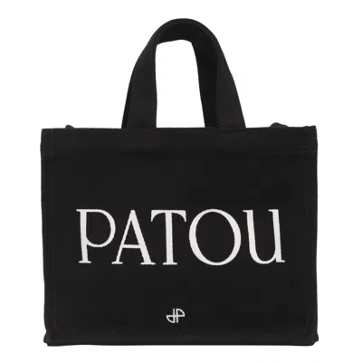 Patou Small Logo Tote In Black