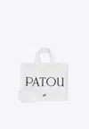Patou Small Logo-printed Top Handle Bag In White