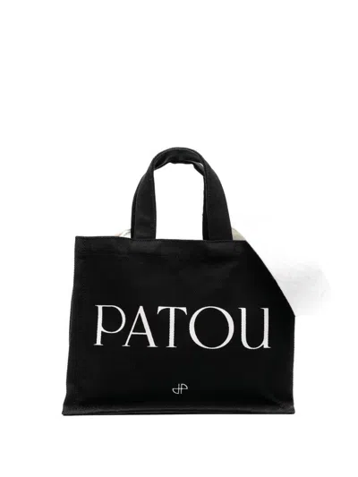 Patou Small Logo Print Tote Bag In Black