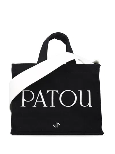 Patou Small  Canvas Tote Bag In Black