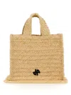 Patou Small Woven Raphia Tote Bag With Shoulder Strap In Brown