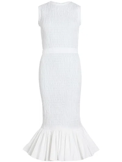 Patou Smocked Midi Dress In White