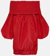 Patou Smocked Off-shoulder Crêpe Minidress In Red
