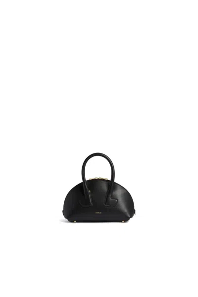 Patou Smooth Calf Leather Bowling Bag In Black