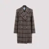 Patou Grey Checkerboard Wool Soft Tailored Coat In Gray Checkerboard