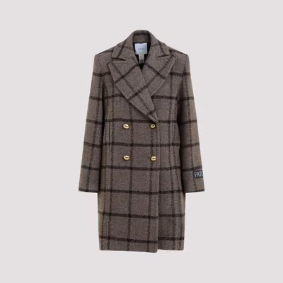 Patou Grey Checkerboard Wool Soft Tailored Coat