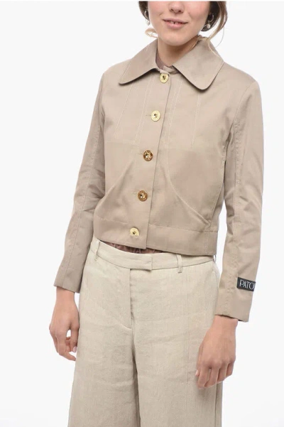 Patou Solid Colour Lightweight Jacket With Golden Buttons In Neutral