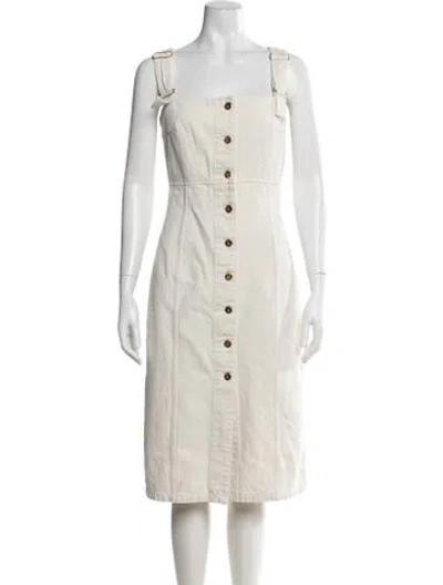Pre-owned Patou Square Neckline Midi Length Dress In Neutral