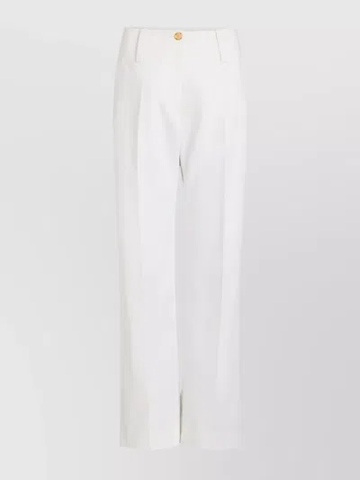 Patou Straight Leg Trousers Wide Silhouette In White
