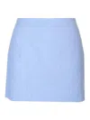 Patou Stretch Tweed Mini Skirt In Blue