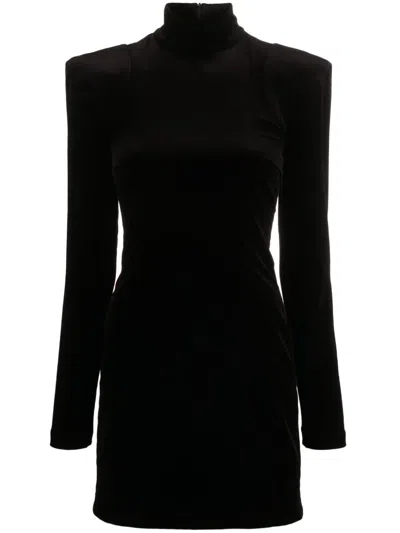 Patou Velvet High-neck Dress In Black