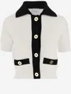 Patou White Cotton Cardigan With Gold Buttons In White