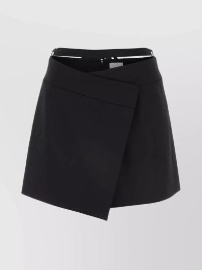 Patou Stretch Wool Mini Skirt With High Waist And A-line Silhouette In Black