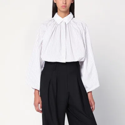 Patou Shirt Striped Balloon Sleeves In White