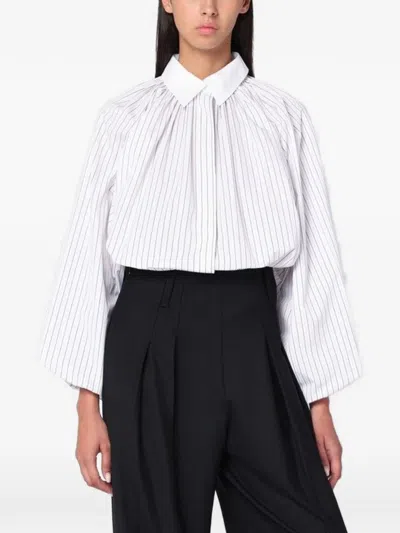 Patou Striped Balloon-sleeves Shirt In White