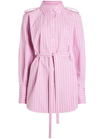 Patou Striped Cotton Dress In Nude & Neutrals
