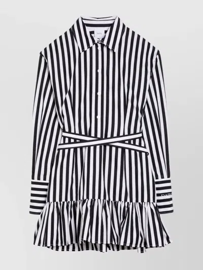 Patou Striped Cotton Mini Chemisier Dress In Black