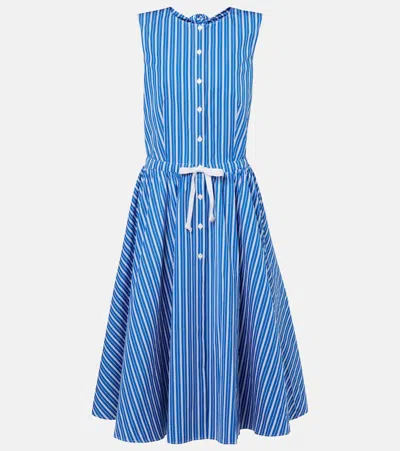 Patou Striped Cotton Shirt Dress In Blue