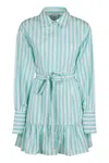 Patou Striped Cotton Shirtdress In Light Blue