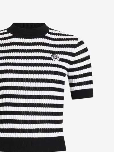 Patou Striped Cotton Sweater In Black