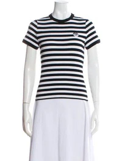 Pre-owned Patou Striped Crew Neck T-shirt In White