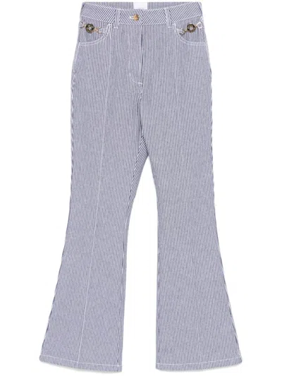 Patou Striped Flared Trousers In Blue