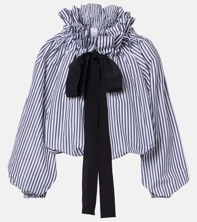 Patou Striped Gathered Blouse In Blue