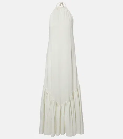 Patou Striped Halterneck Open-back Maxi Dress In White