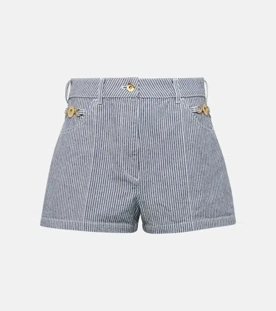 Patou Striped High-rise Denim Shorts In Blue