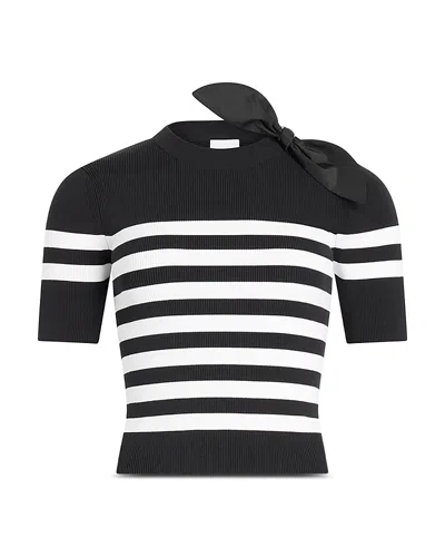 Patou Striped Bow-detail Knitted T-shirt In Multi