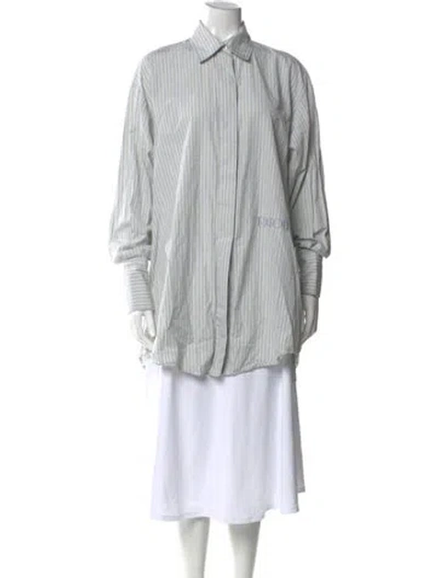 Pre-owned Patou Striped Long Sleeve Button-up Top In Neutral