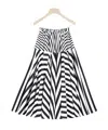 Patou Flared Midi Dress With Striped Motif In Black