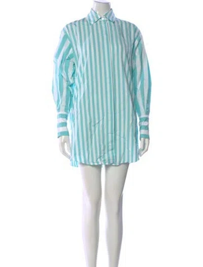 Pre-owned Patou Striped Midi Length Dress In Blue