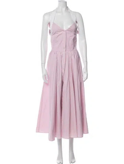 Pre-owned Patou Striped Midi Length Dress In Purple