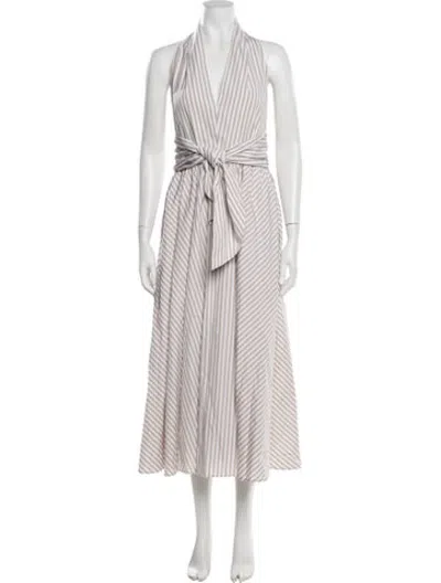 Pre-owned Patou Striped Midi Length Dress W/ Tags In Neutrals