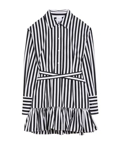 Patou Striped Cotton Mini Chemisier Dress In Black