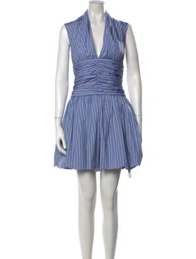 Pre-owned Patou Striped Mini Dress W/ Tags In Blue