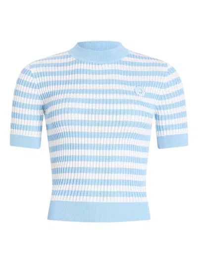 Patou Striped-pattern Ribbed Top In Blue